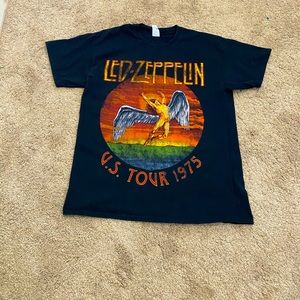 Awesome Led Zeppelin tour 1975 black tshirt